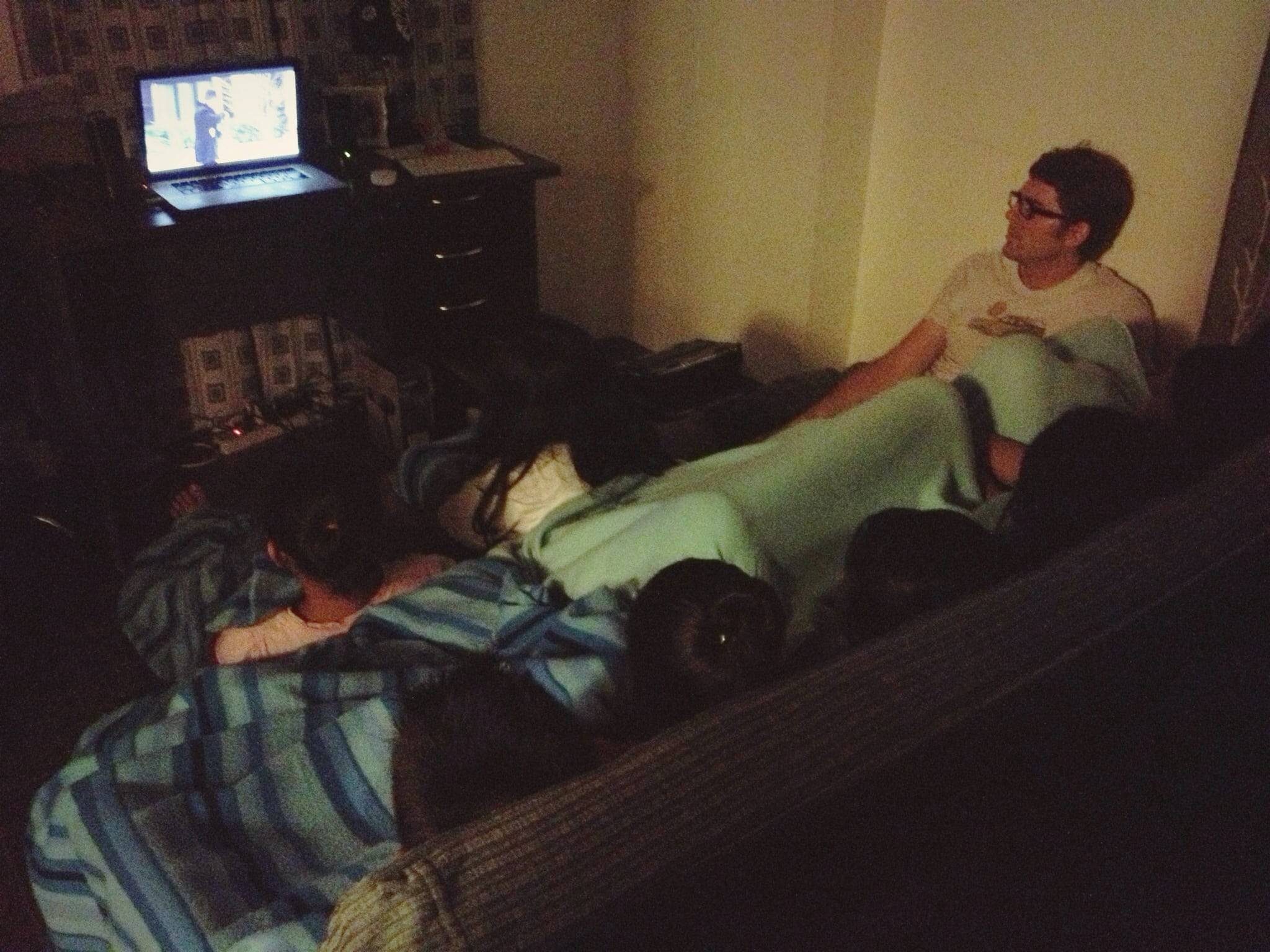 People watching a movie.