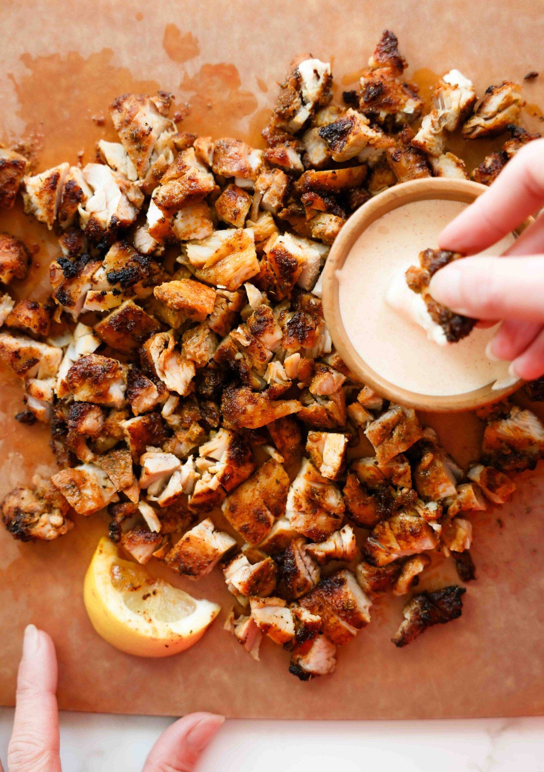 Air Fryer Chicken Thighs on a cutting board