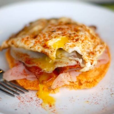 Spicy Corn Cake Breakfast Stack