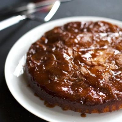 Salted Caramel Apple Upside Down Cake - Pinch of Yum