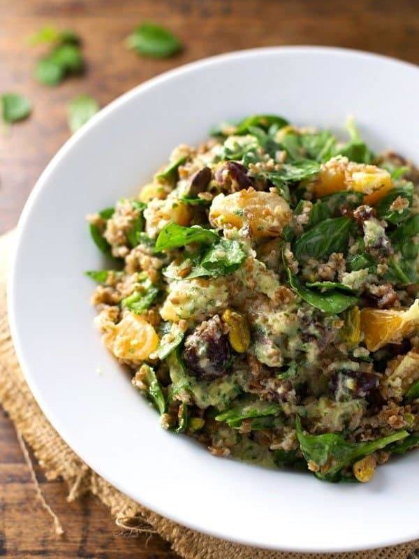 Moroccan Salad with Cilantro Orange Dressing - so many pretty and healthful ingredients and SO much flavor. | pinchofyum.com