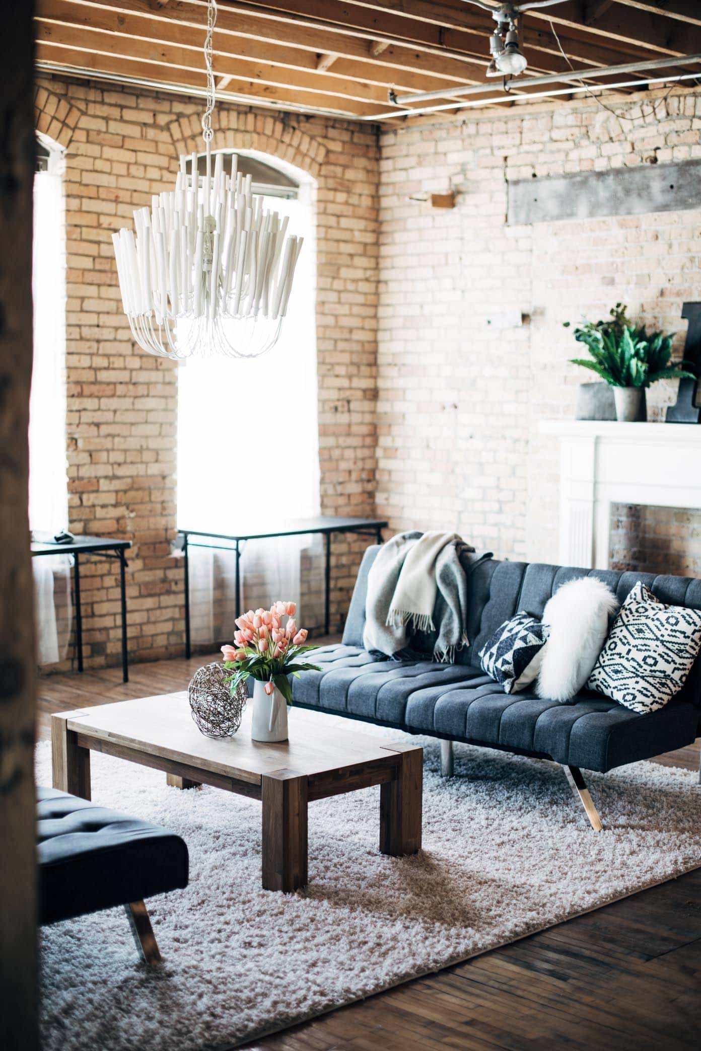 Sitting area in an industrial space.