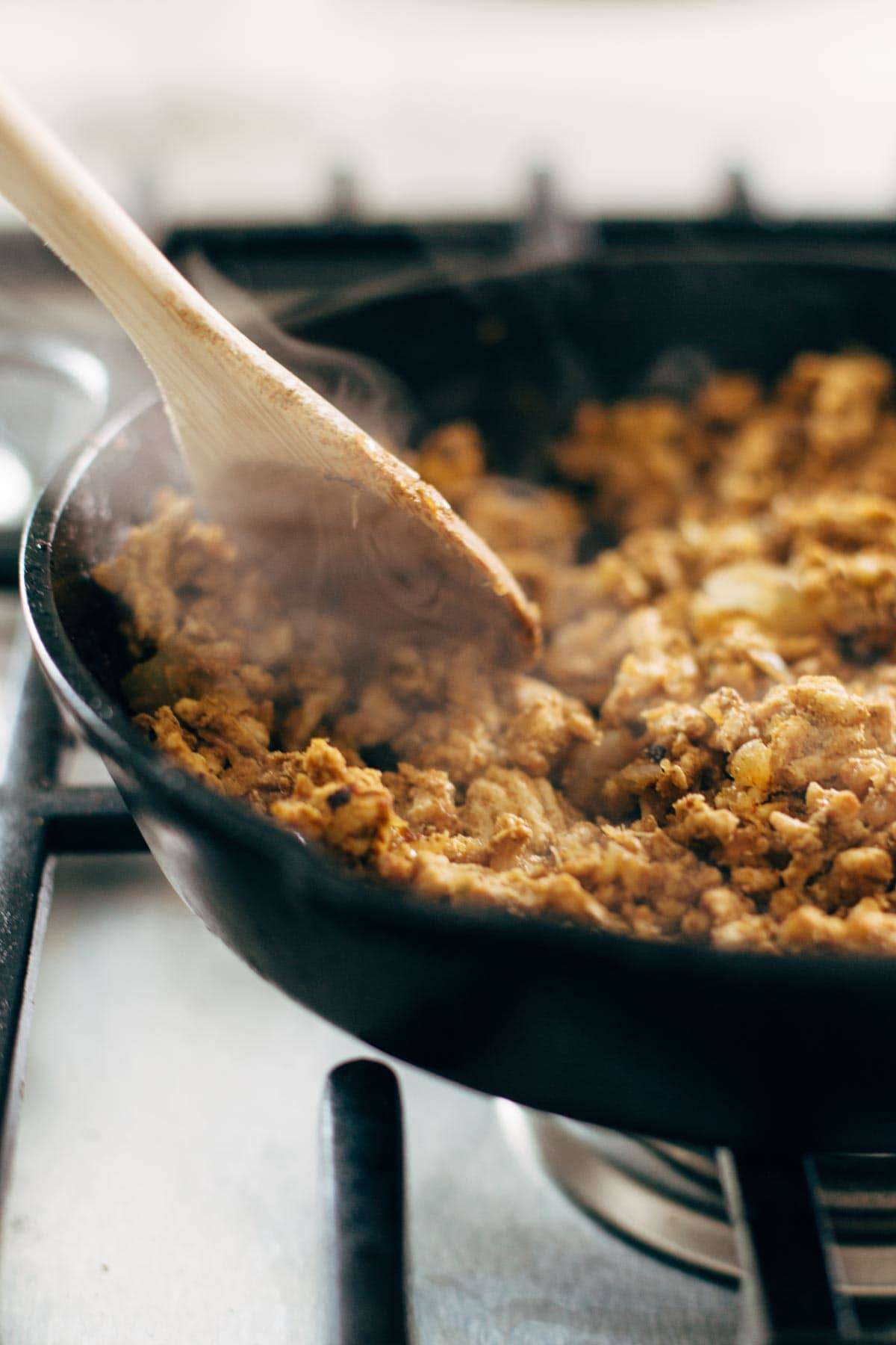 Breakfast Casserole with sausage, eggs, potatoes, spinach, and cheese! Super easy recipe that's ready in 30 minutes and high in protein. | pinchofyum.com